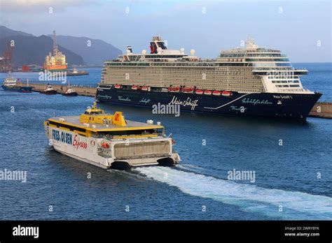 Fred Olsen Fast Ferry Bajamar Express Passes The Tui Cruise Ship Mein