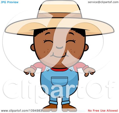 Clipart Smiling Black Farmer Boy Over A Banner Royalty Free Vector