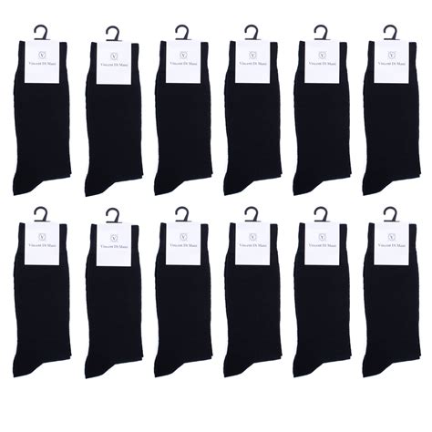 Mens' 12 Pair Solid Black Dress Poly Socks | SeliniNy Wholesale