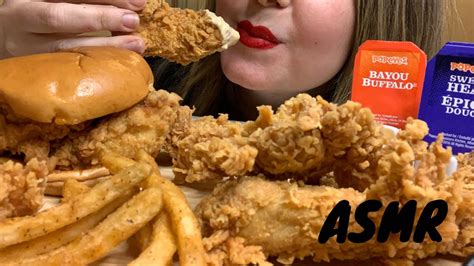 ASMR POPEYES CHICKEN SANDWICH TENDERS FRIES MUKBANG NO TALKING