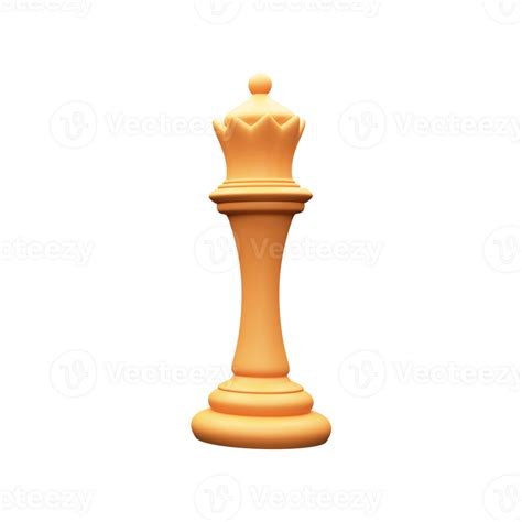 D Rendering Golden Queen Chess Piece Png