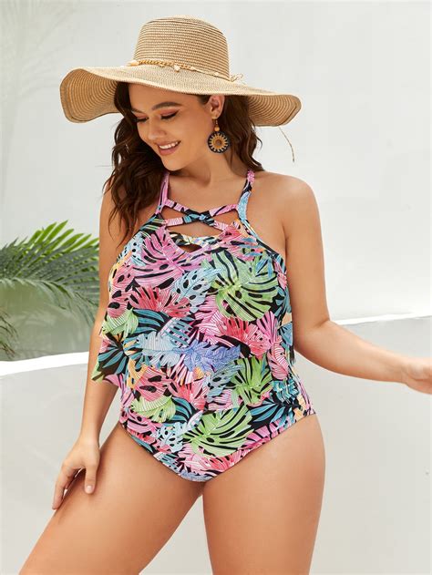 Ba Ador Bikini Con Estampado Tropical Con Tira Cruzada A Capas Mode