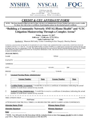 Fillable Online CREDIT CEU AFFIDAVIT FORM New York State Health