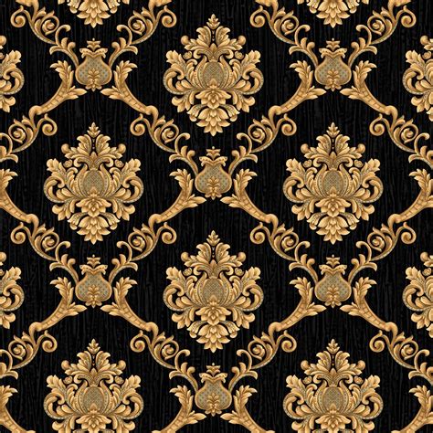 Black And Gold Wallpaper Damask Non Woven Wallpaper Black Gold Damask