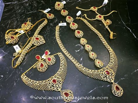 Imitation Ruby Bridal Jewellery Set South India Jewels