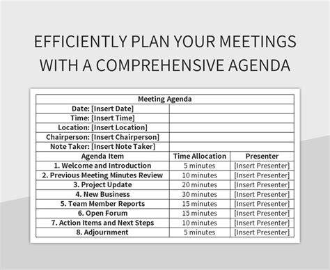 Efficiently Plan Your Meetings With A Comprehensive Agenda Excel