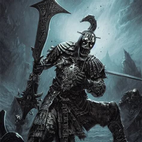 Undead Warrior Wearing A Skull Mask And Wielding A Stable Diffusion