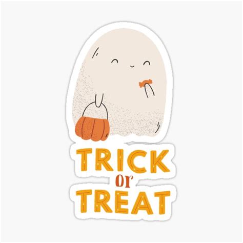 Trick Or Treat Cute Ghost Halloween Design Sticker For Sale By