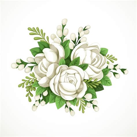 Premium Vector | Decorative composition of white flowers and green ...