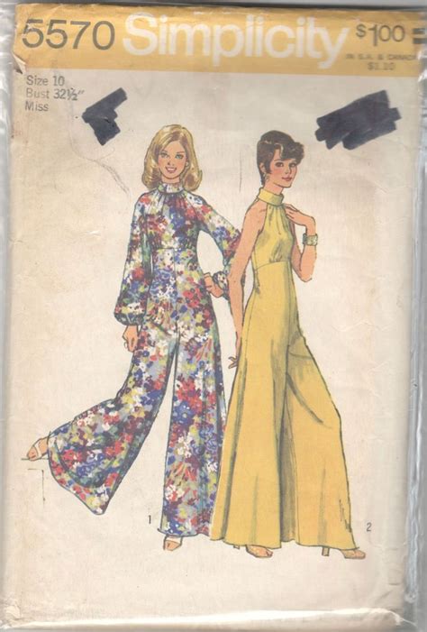 Simplicity 5570 1970s Misses Glamorous Halter Palazzo Jumpsuit Pattern