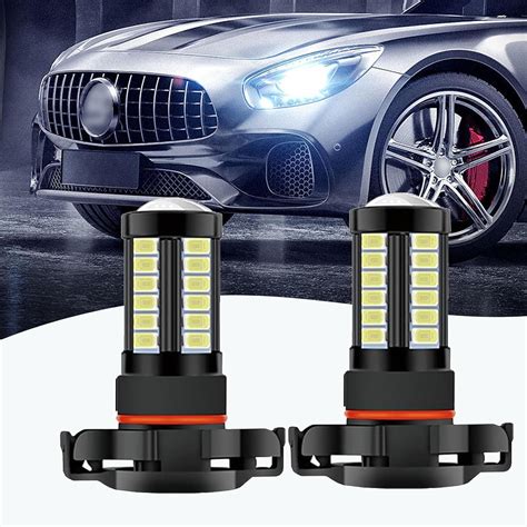 Crynod 2 Pcs Car Led Fog Lights 12v 33smd Metal Super Bright Vehicle