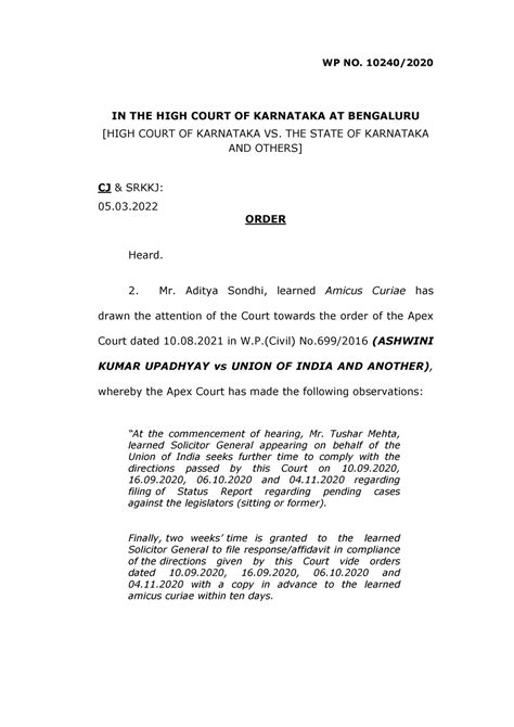 High court of karnataka v the state of karnataka 411399 - WP NO. 10240 ...