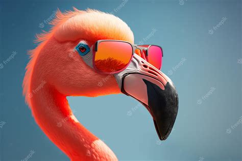 Premium Photo Pink Flamingo Wearing Summer Sunglasses Summer