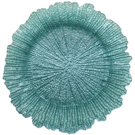 The Jay Companies Round Reef Turquoise Glass Charger Plate