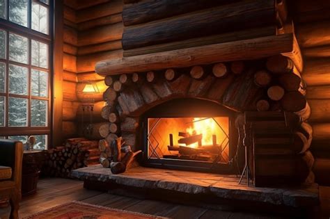 Premium AI Image | a fireplace with logs in the fireplace