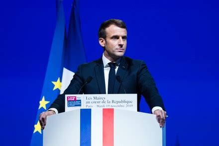 French President Emmanuel Macron Delivers Speech Editorial Stock Photo ...