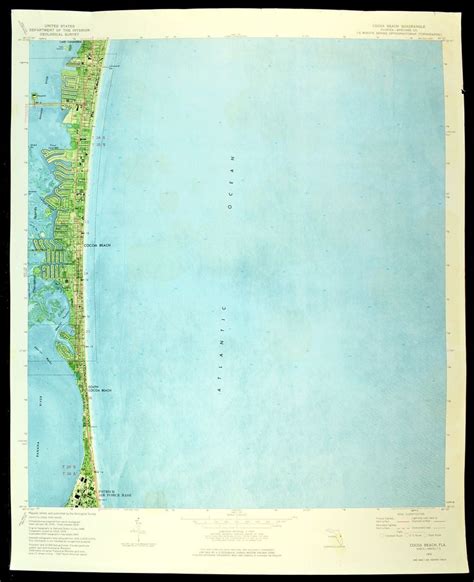 Cocoa Beach Map of South Cocoa Beach Florida LARGE Topographic Survey ...