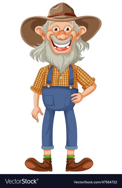 Funny old farmer cartoon character Royalty Free Vector Image