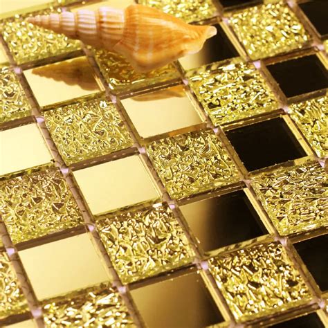 Gold Mirror Diamond Glass Mosaic Puzzle Background Wall Tile 24k Gold