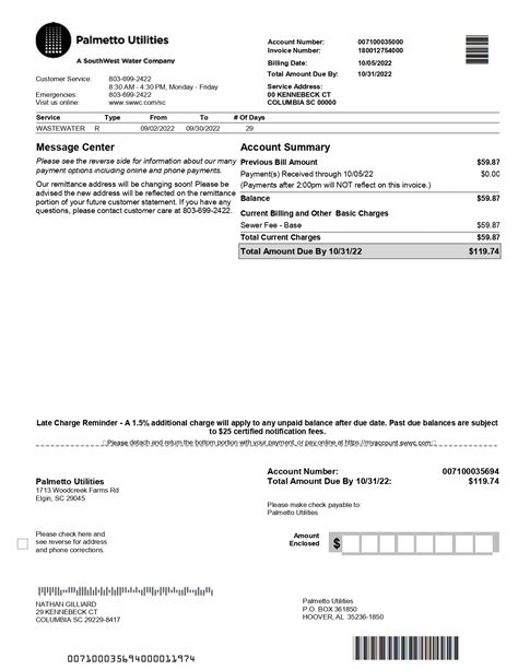 New 2023 Palmetto Utilities Water Bill Template Mbcvirtual