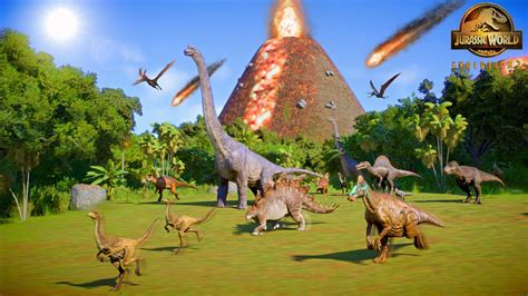 All Dinosaurs Escaping The Volcano Explosion In Isla Sorna Jurassic