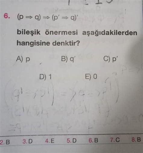 rden q 6 piq p q bileşik önermesi aşağıdakilerden hangisine denktir A