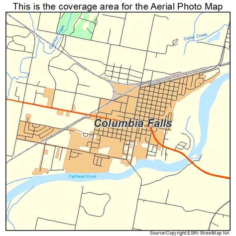 Aerial Photography Map of Columbia Falls, MT Montana