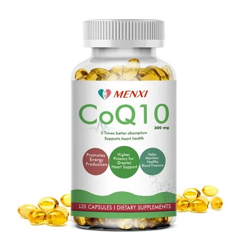 Menxi Coq10 300mg High Absorption Vegetarian Softgel Coenzyme Q10 Supplement Supports Heart