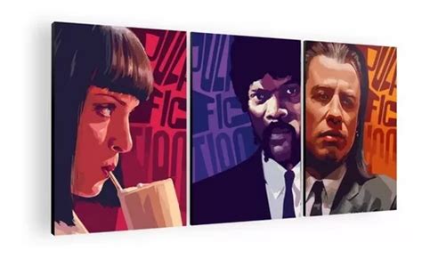 Cuadro Decorativo Mural Triptico Pulp Fiction 90x42 Mdf Cuotas Sin