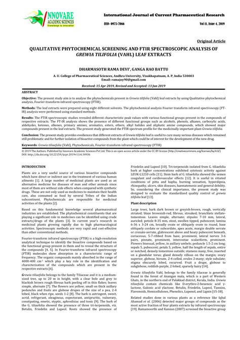 Pdf Qualitative Phytochemical Screening And Ftir Spectroscopic