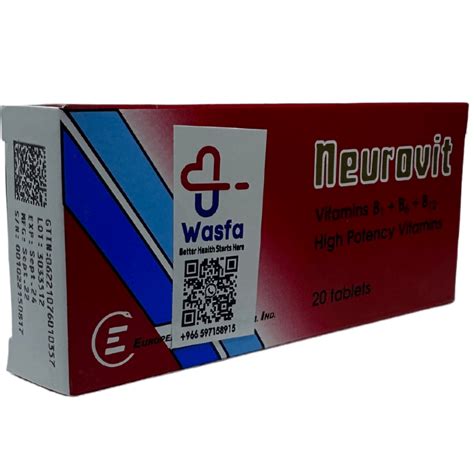 Neurovit Vitamin B Supplement Reduce Neuropathy 20 Tablets Wasfa