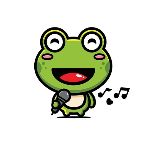 cute frog is singing happily 3809137 Vector Art at Vecteezy