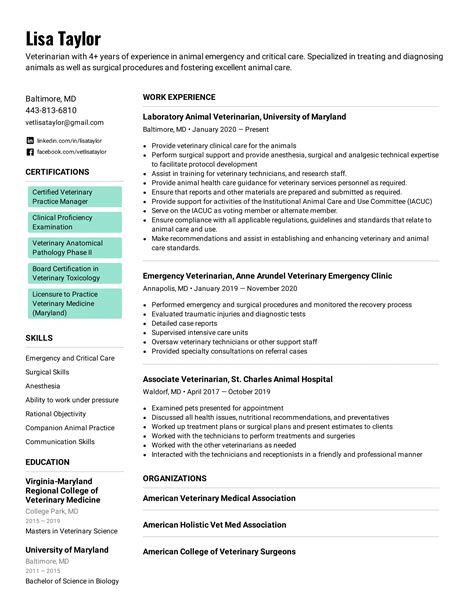 Resume For Veterinarian Hiheheppoenah