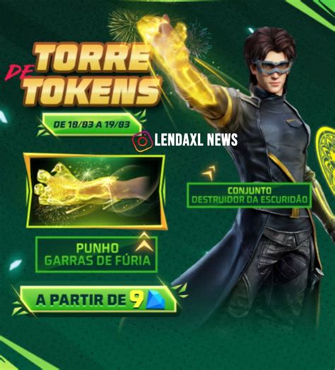 Torre de Tokens Free Fire Conjunto Destruidor da Escuridão e Punho