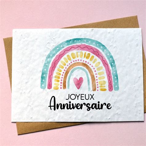 Carte à planter Anniversaire Arc en ciel Carte à Pousser