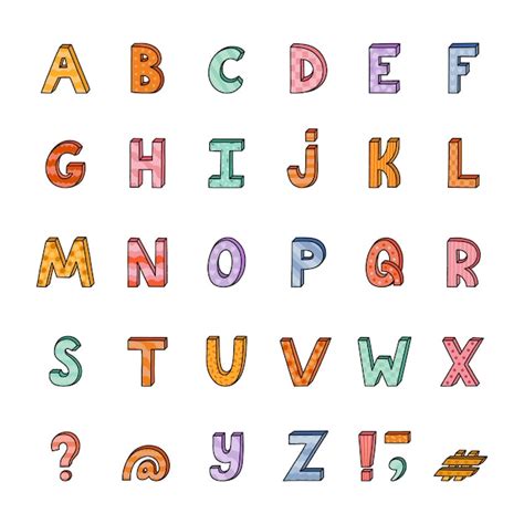 Premium Vector Cute Funky D Alphabet Set With Memphis Decoration And