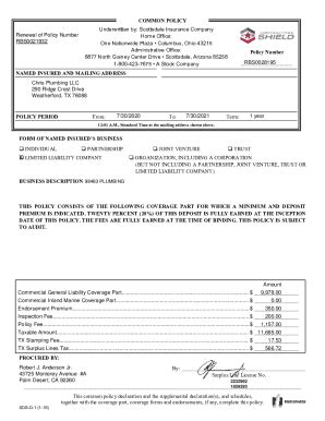 Fillable Online Underwritten By Scottsdale Insurance Company Home