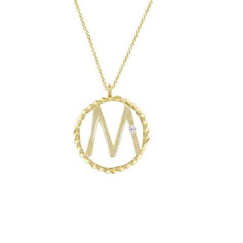 M Initial Yellow Gold Diamond Pendant - London Road Jewellery