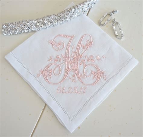 Monogrammed Handkerchief Personalized Bridal Handkerchief Wedding