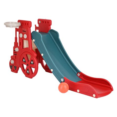 Горка детская для дома и улицы с баскетбольным кольцом Pituso Ретро Red ...