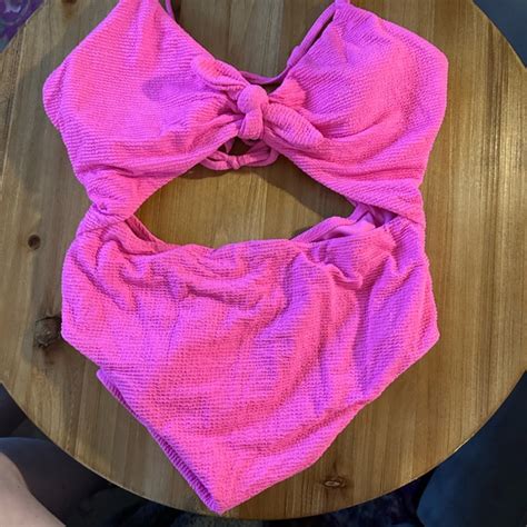 Gianni Bini Swim Gianni Bini Neon Pink Cutout One Piece Swimsuit Size L Poshmark