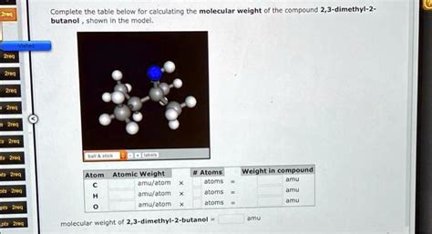 SOLVED Complete The Table Below For Calculating The Molecular Weight