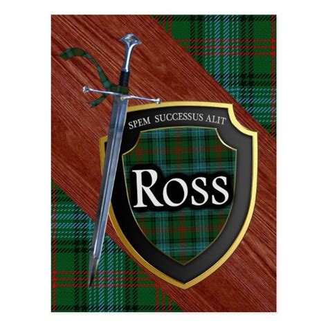 Clan Ross Tartan Sword & Shield Postcard | Zazzle.com