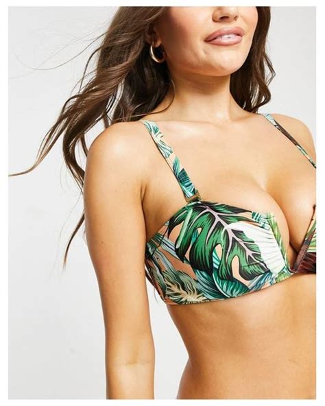 Missguided Fuller Bust Bandeau Bikini Top In Green Lyst