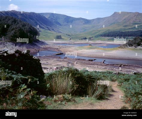 Exposed Drowned Village Of Mardale Summer 1995 Haweswater Stock