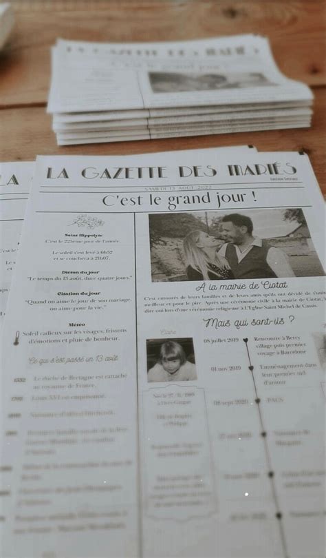 DIY 2 pages VERSION MODIFIABLE La gazette des mariés à faire soi même