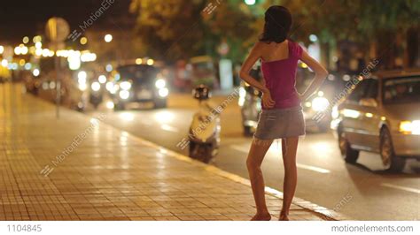 Prostitute Waiting Costumer At Night Stock Video Footage