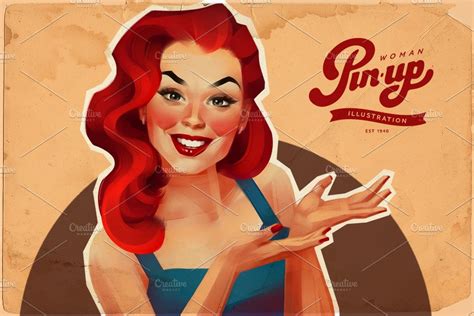 Pin Up Woman Pre Designed Photoshop Graphics Creative Market