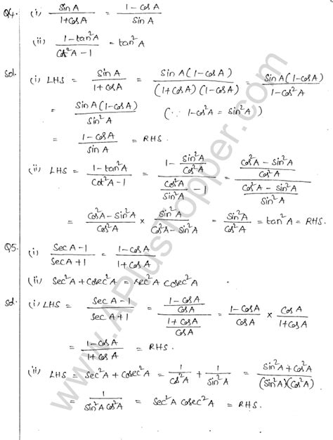 Ml Aggarwal Icse Solutions For Class 10 Maths Chapter 19 Trigonometric