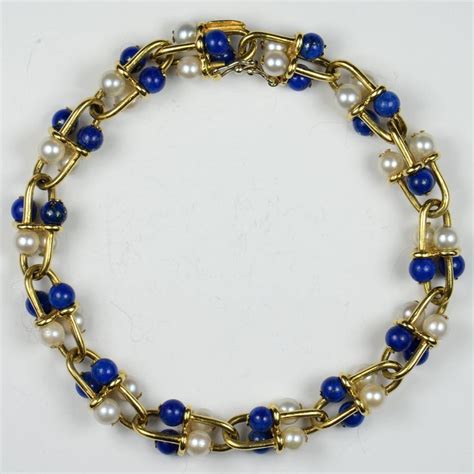 Gucci Lapis Lazuli, Pearl, Gold Bracelet, circa 1970 at 1stDibs ...